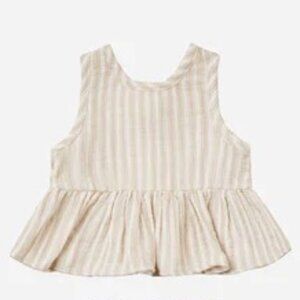 Quincy Mae Tan Stripe Peplum Tank Top
